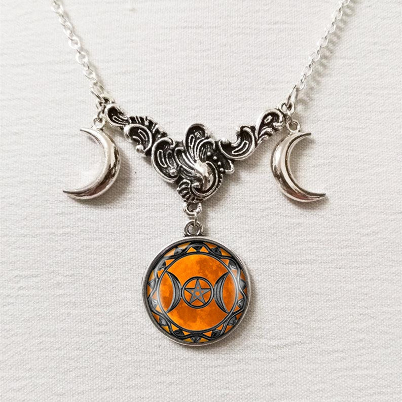 Triple Moon Silver Necklace